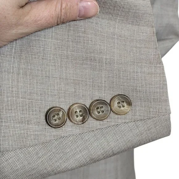 Vintage Chaps By Ralph Lauren 3-Piece Suit Tan Crosshatch Preppy Old Money Rich